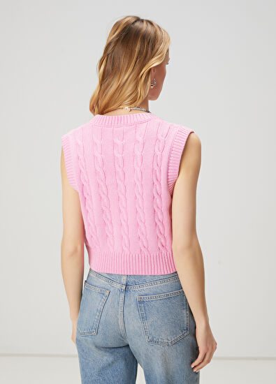 Beymen Club Pink Cable Knit Tank Top - 5