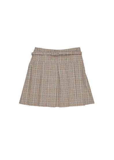 Beymen Club Gri Ekoseli Mini Yün Etek - 7