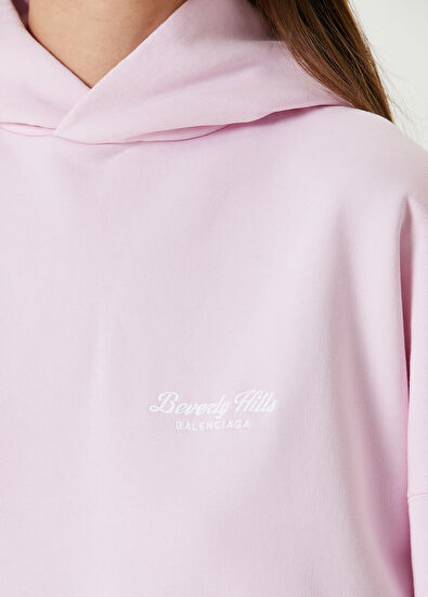 Balenciaga Pembe Kapüşonlu Logolu Sweatshirt - 4