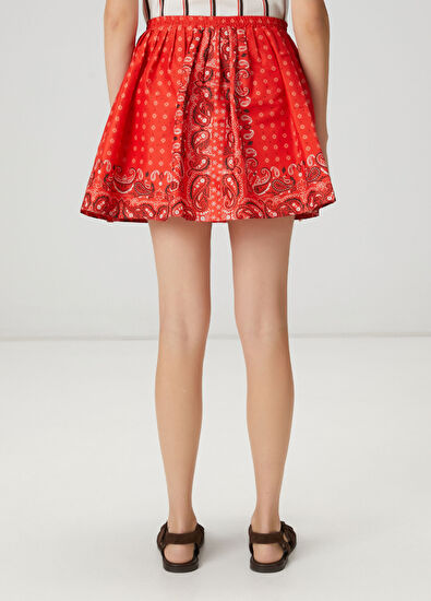 Beymen Club Kırmızı Şal Desenli Mini Etek - 6