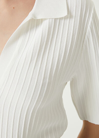 Beymen Club Beyaz Polo Yaka Kazak - 5