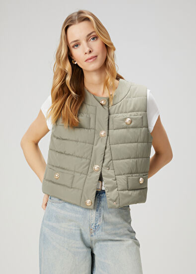 Beymen Club Light Khaki Quilted Vest - 5