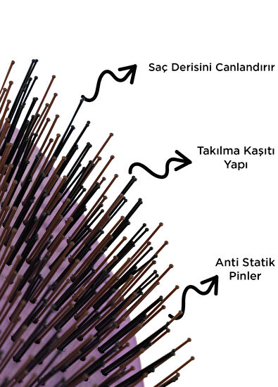 FENDA Profesyonel 4 Pinli Oval Mor Saç Fırçası - 3