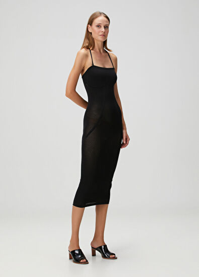 Wolford Siyah Midi Plaj Elbisesi - 3