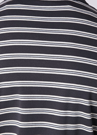 Beymen Club Comfort Fit Antrasit Polo Yaka Çizgili Sweatshirt - 7