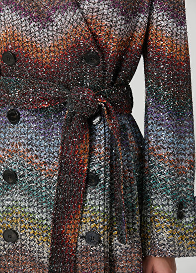 Colorblocked Zikzak Desenli Palto - Görsel 6