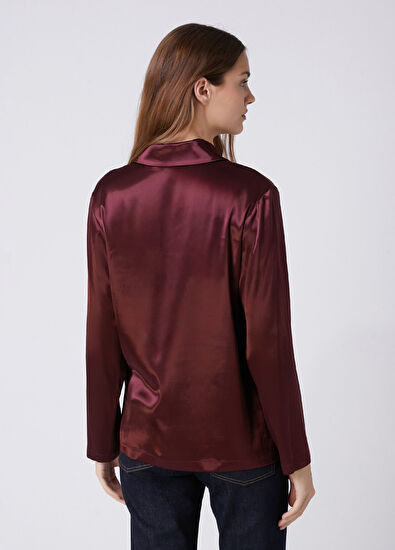 Beymen Club Burgundy Polo Satin Blouse - 5