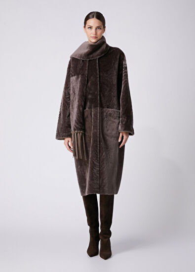 Beymen Club Taupe Scarf Detailed Coat - 3