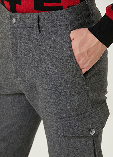 Beymen Club Gri Yün Flanel Kargo Pantolon - 4
