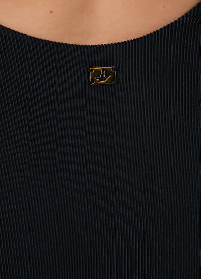Beymen Club Black ribbed window swimsuit - 5