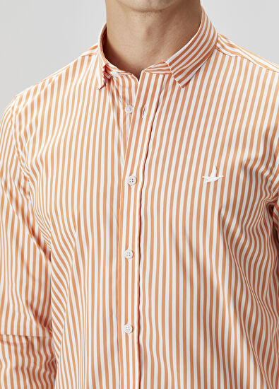 Beymen Club Turuncu Çizgili Gömlek - 6