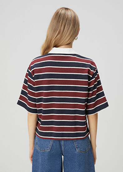 Beymen Club Burgundy Navy Striped Polo T-shirt - 6