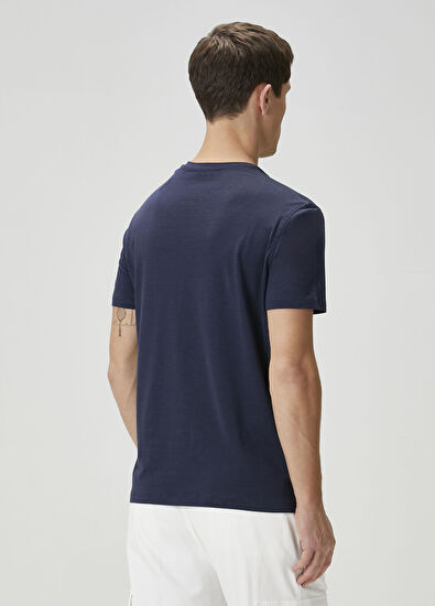 Isaia Lacivert İpek T-shirt - 4