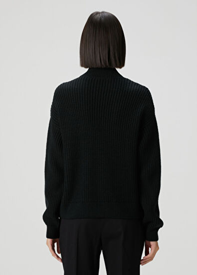 Siyah Fermuar Detaylı Kazak - Görsel 6