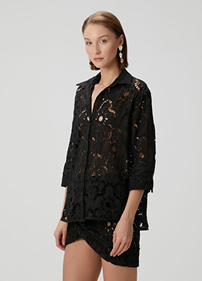 Farm Rio Sun Eyelet Black Shirt - 3