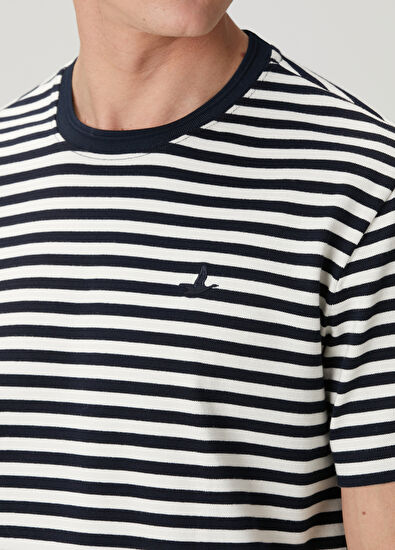Beymen Club Lacivert Beyaz Çizgi Desenli T-shirt - 6