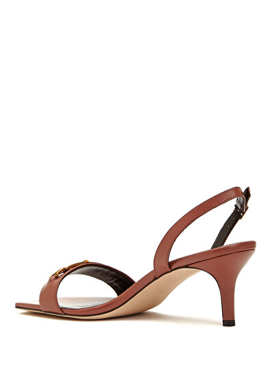 Beymen Club Gül Kurusu Zincir Logo Detaylı Kadın Deri Sandalet - 3