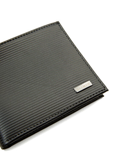 Siyah Çizgi Dokulu Erkek Deri Cüzdan - Görsel 6