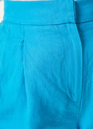 Beymen Club Blue Pleated Linen Shorts - 5