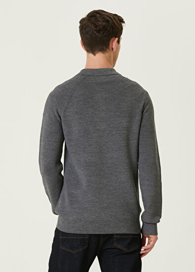 Beymen Club Antrasit Melanj Polo Yaka Yün Triko - 5