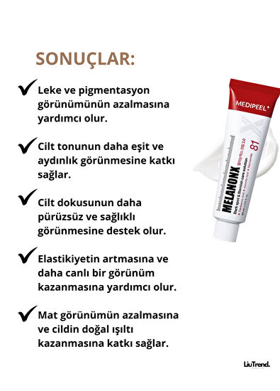 MEDIPEEL Melanon X Cream RX 2.0 Traneksamik Asit İçeren Aydınlatıcı Krem 30 ml - 4