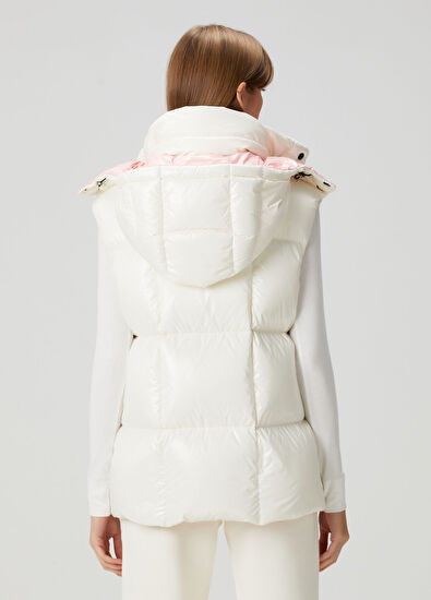 Moncler Luzule Beyaz Kapüşonlu Yelek - 4