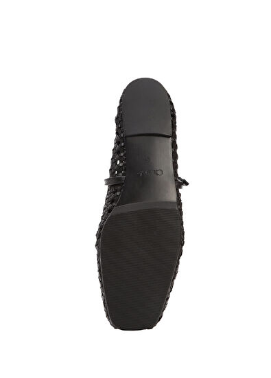 Beymen Club Black Knitted Leather Ballet Flats - 5
