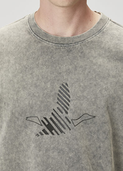 Beymen Club Gri Logo Baskılı Oversize T-shirt - 6