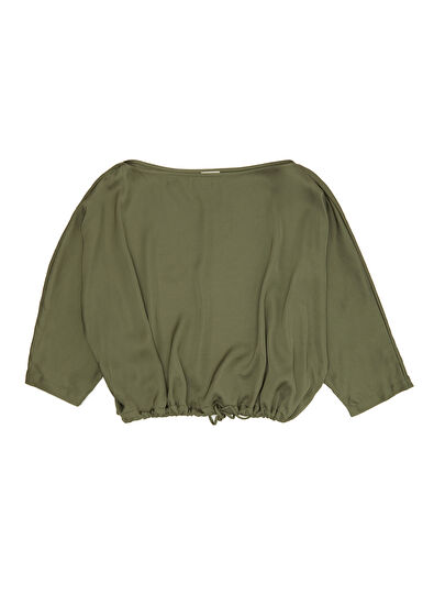 Beymen Club Khaki Crop Blouse With Laces At The Waist - 7
