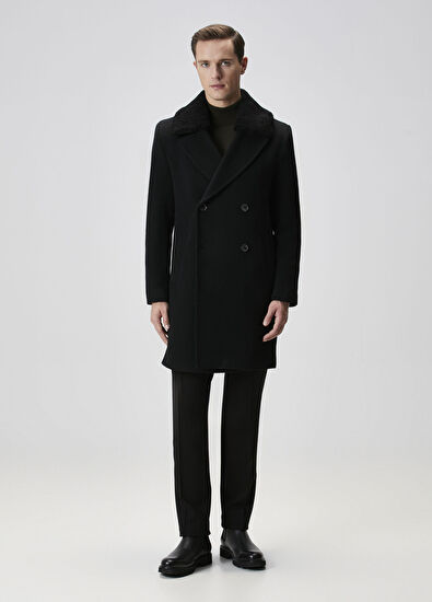 Beymen Club Black Italian Wool Double-Breasted Coat - 3