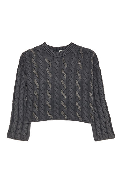Beymen Club Anthracite Hair Braided Sweater - 7
