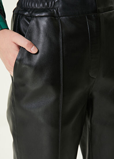 Beymen Club Siyah Nervürlü Deri Pantolon - 4