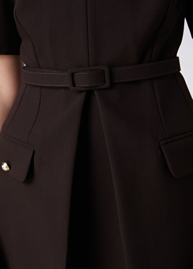 Beymen Club Kahverengi Pile Detaylı Mini Elbise - 7