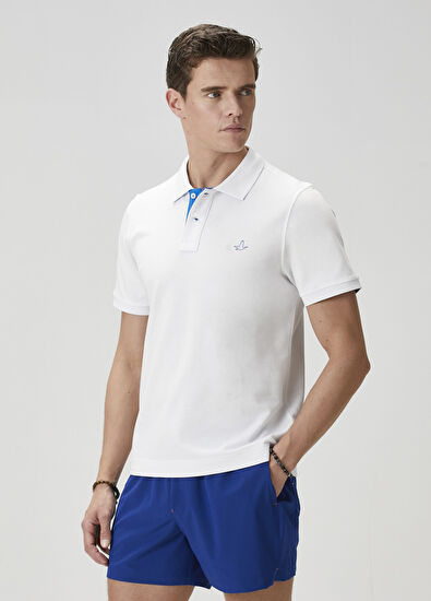 Beymen Club Comfort Fit White Under-Neck Print Polo T-shirt - 4