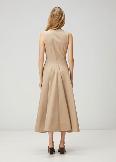 Beymen Club Beige Midi Flared Dress - 5
