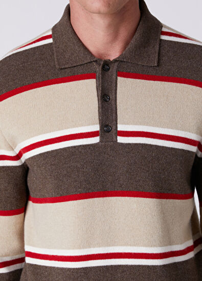 Beymen Club Mink Polo Colorblocked Wool Sweater - 6