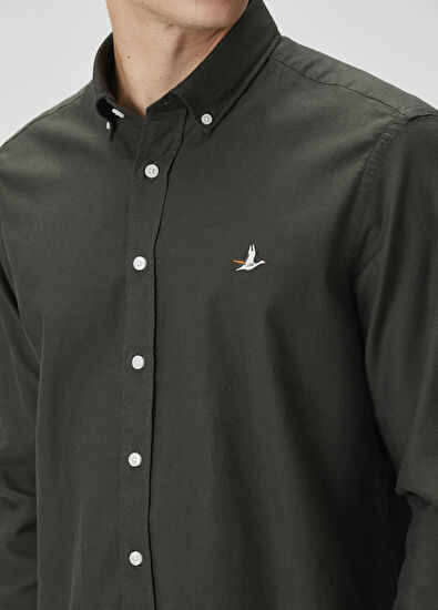 Beymen Club Comfort Fit Haki Oxford Gömlek - 6