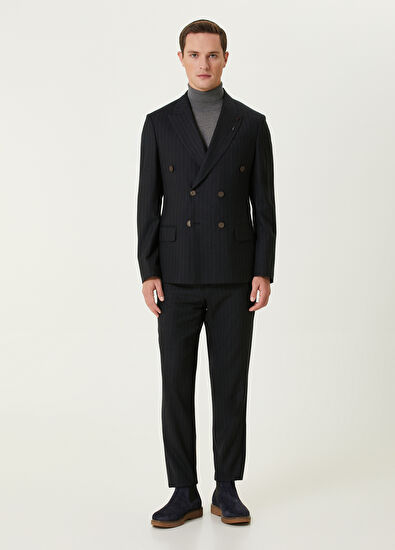 Beymen Club Antrasit Çizgili Yün Ceket - 3