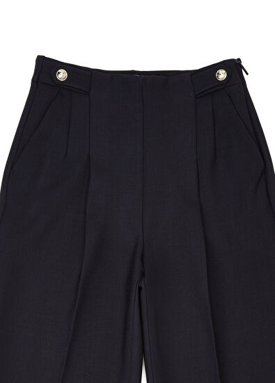 Beymen Club Navy Blue Gold Button-Down Trousers - 7