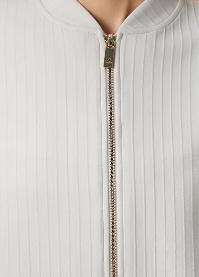 Beymen Club Light Grey Line Textured Bomber Form Sweatshirt - 7