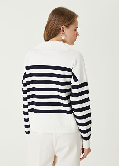 Beymen Club Lacivert Beyaz Çizgili Kazak - 6