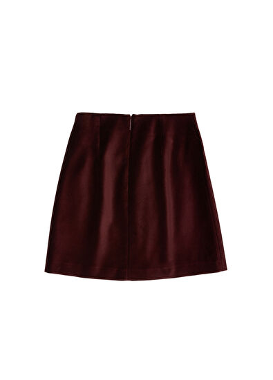 Beymen Club Burgundy A-Line Mini Velvet Skirt - 6