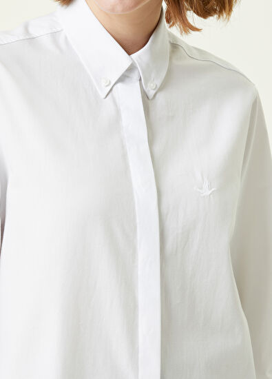 Beymen Club Beyaz Logo Nakışlı Gömlek - 4