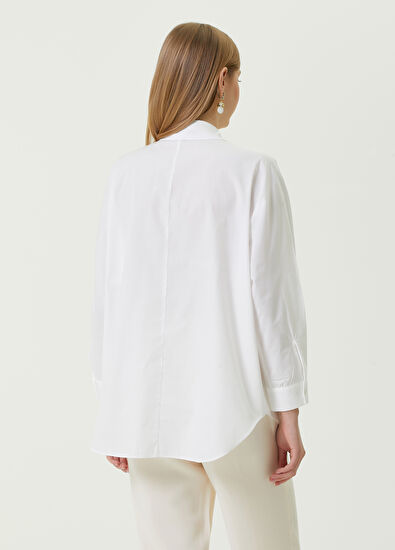 Beymen Club Beyaz Kuş İşlemeli Poplin Gömlek - 5