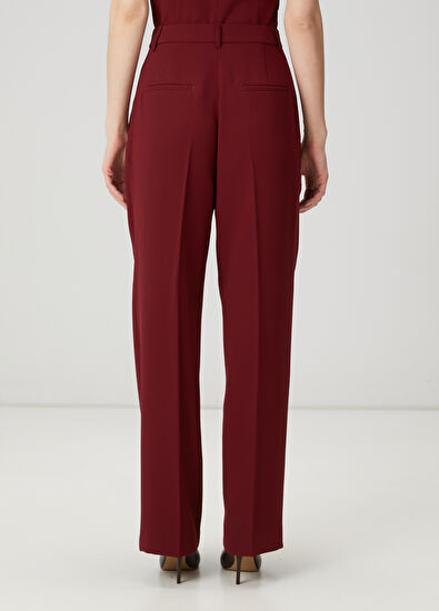 Beymen Club Bordo Çift Pileli Palazzo Pantolon - 4