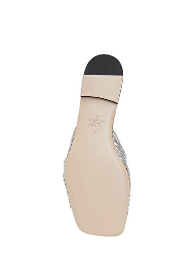 Valentino Garavani Silver Women's Leather Slippers - 5