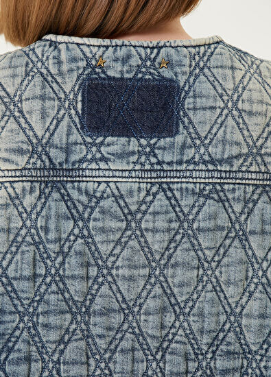 Golden Goose Koyu Mavi Kapitone Denim Ceket - 4