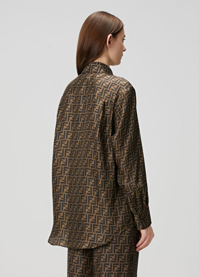 Kahverengi İpek Gömlek - Görsel 5