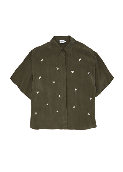 Beymen Club Khaki Stone Embroidered Shirt - 7