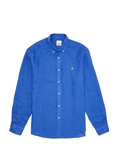 Beymen Club Comfort Fit Kobalt Keten Gömlek - 7